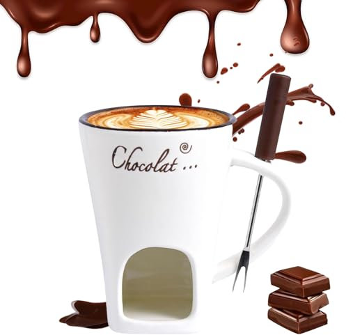 Taza de Fusión de Chocolate,130 ML Taza para Fondue,Taza para Derretir Chocolate Caliente,Juego de Fondue de Chocolate,Taza de Fusión de Cerámica para Olla Caliente,para Caramelo,Chocolate,Queso