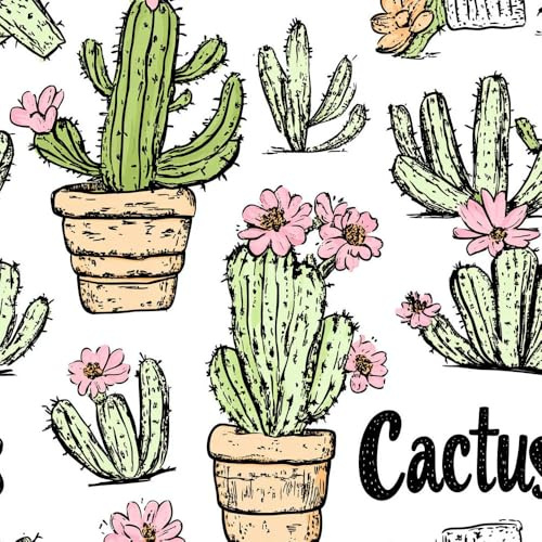 JIAOQSS Peel and Stick Wallpaper Colorful Cactus Stick on Wallpaper Colorful Plants Removable Living Room Bedroom Thicken Vinyl Wrap for Furniture Sticky Back