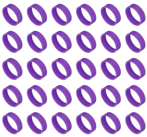 sourcing map Lot de 30 bandes élastiques en caoutchouc de silicone - 20 mm - Anneaux de serrage solides et antidérapants pour emballage de cordon - Violet