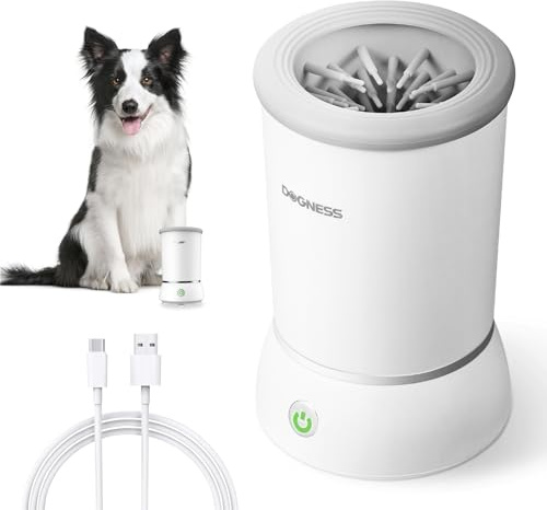 DOGNESS Dog Paw Cleaner, Automatic Paw Cleaner for Dogs with Soft Silicone, 2000mAh, USB Quick Charge, 360° All-round Pet Paw Cleaner, Gentle on Dog Paw Washer for Massage Grooming Dirty Claws
