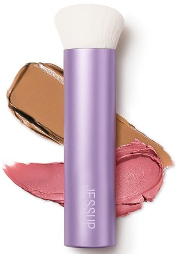 Jessup Kabukiborste platt foundation jämn blending AS003 | Allt-i-ett, täta syntetiska fibrer, flytande foundation, jämn täckning, contour och highlight
