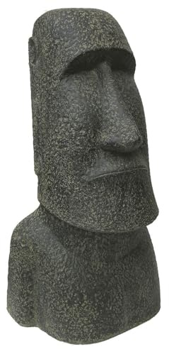 STONE art & more XL Moai-Statue, Osterinsel-Kopf, 175 cm, Steinfigur aus Steinguss, Garten-Deko, Schwarz Antik, Frostfest