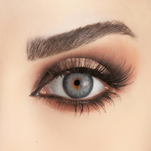 Venus® Farbige Kontaktlinsen Ohne Stärke - 0.00 Dioptrien - Weiche Jahreslinsen Kontaktlinsen Grau Blau für Damen & Brillenträger -1 Paar (2 Stück) - Lobo