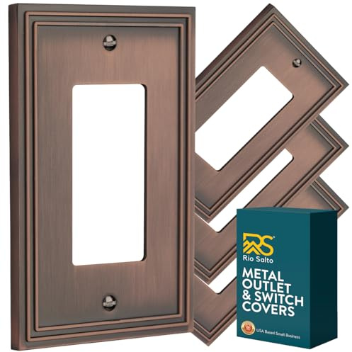 Rio Salto Imperial Collection - Cubierta para interruptor de luz de metal de cobre vintage y cubierta de tomacorriente – Placa de pared individual de 1 banda, acento decorativo de gran tamaño para