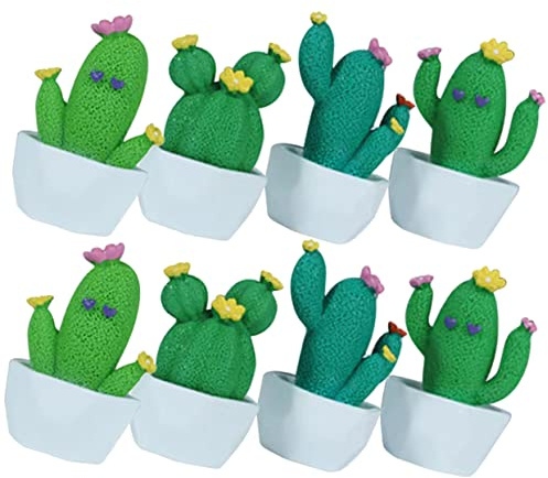 ibasenice 8 Pièces Figurines de Cactus Miniatures Résine de Pots Décoratifs pour Maison et Voiture Décoration pour Bureau et Intérieur
