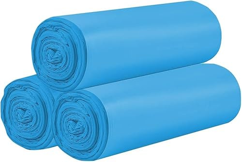 3 rollos de bolsas de basura pequeñas – 60 bolsas de basura resistentes de 15 litros para el hogar, oficina, cocina, baño y habitación infantil (azul)
