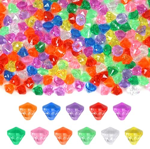 DYMHQ Bunt Acryl Kristallsteine Deko Diamantkristalle - 300 Stück Kristalle Kinder Edelsteine Ausgraben für Vasen/Bunt Acryl Edelsteine Glassteine Glitzersteine Dekosteine für DIY Hochzeit Tischdeko