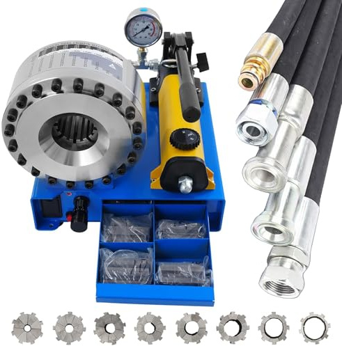 Eastnmythet Crimpatrice per Tubi Flessibili con 8 Set di Matrici (10/12/14/16/19/23/27/30 mm), Macchina Idraulica Portatile per La Crimpatura di Tubi Industriali e Idraulici
