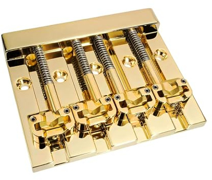 SZLIFE Ponte per basso a 4 corde, 5 fori, sellette di ricambio in ottone ad alte prestazioni, scanalate, spaziatura delle corde da 0,687 a 0,800,