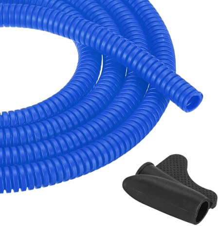 sourcing map Gaine de protection flexible de 6,3 mm avec outil d'installation - Gaine de gestion de câbles pour le bureau, la maison, les câbles électriques et automobiles, bleu