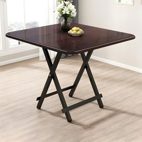 Table de salle à manger pliante portable pour petits espaces – Table de cuisine compacte pour camping-car – Bois de noyer noir – 70,1 x 70,1 x 73,9 cm (L x l x H) – Chaises non incluses