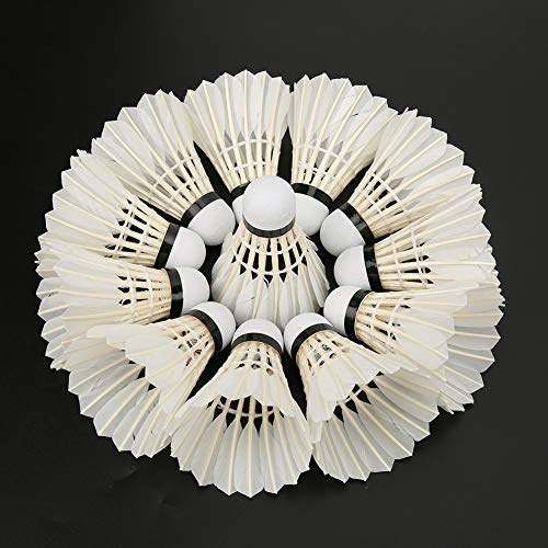 Yinhing 12 Stück Gänsefeder-Badminton-Federbälle für Trainingsübungen, Sport-Federbälle für Spieler, Leicht, Tragbar, Standardgröße, Set für Wettkampfspiele (12er Packung)