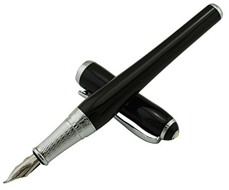 Duke Asian Calligraphy Fude Nib Fountain Pen Fine to Broad Nature Mother Pearl on Cap with Pen Pouch sketching Art Drawing Signature Pen Pouch