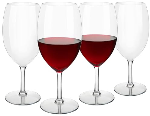 COOKY.D Verres à vin Blanc Rouge Verres à vin en Tritan-plastique Incassables 570 ml, Lavables au Lave-Vaisselle, Lot de 2
