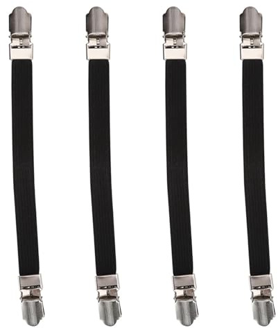 TOPINCN 4 Stücke Elastische Bettlakenverschlüsse Kreuzmuster Matratzengurt Schwere Clips Greifer Flexible Straps Hosenträger für Pad Covers Kissen MEHRWEG VERPACKUNG(Schwarz)