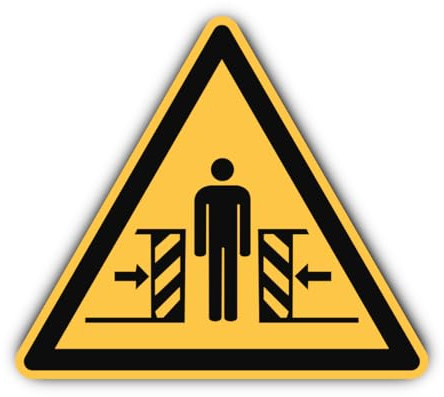 Warnung vor Quetschgefahr: W019 - DIN EN ISO 7010 / ASR A1.3 - Aufkleber: 20 cm, 1 Stück