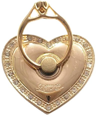 Rohans RK TECH Phone Ring Bracket holder, Love Heart Diamond Shape Finger Grip Stand Holder Ring Car Mount Phone Ring Grip Smartphone Ring stent Tablet Rose Gold (Heart Gold)