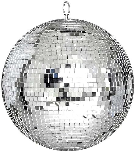 Rismise Bola de espejo de discoteca, 20 cm, bola de discoteca, bola de discoteca, bola brillante, para árbol de Navidad, boda, carnaval, fiesta de cumpleaños, decoración plateada, asociación de