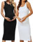 Brynmama Lot de 2 Débardeurs de Maternité pour Femmes Enceintes Robe d'Été sans Manches Fendue sur Le Côté Confortable et Élégante Noir, Blanc, X-L