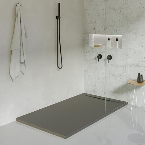 KOES - Kunstharz-Duschwanne Modell LIENA – 100x120 – Quarzgrau RAL 7039