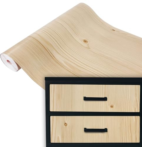 Klebefolie Möbel 90x100 cm | Selbstklebende Möbelfolie in Holzoptik - wasserfest und zuschneidbar | Folie für Möbel ideal zum Renovieren von Schränken, Türen und Arbeitsplatten | Jura Kiefer