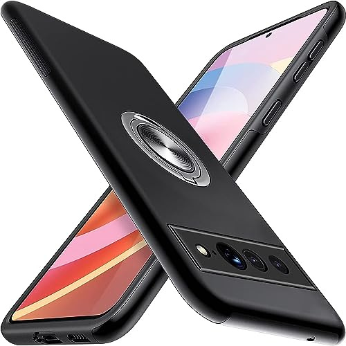 Kaywzo Fodral för Google Pixel 7 Pro 5G,Utomhus Mobilskal med Magnetiskt Osynligt Fäste,Dubbelt Skydd Kvalitet Mjuk TPU Ram och Hård PC ShockProof Phone Cover Case,Svart