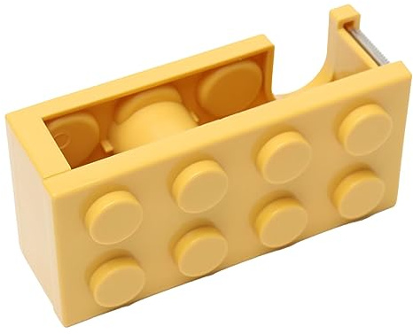 Mini Byggklotsformad Skrivbordstejphållare, Gul, med Vass Skärblad för Kontor, Skola och Hemmabruk