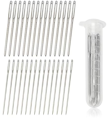Nähnadeln mit Großem Öhr 30 Stück Stopfnadeln Stumpf und Spitz Sticknadeln Großem Öhr Wollnadel Nadeln für Wolle Leder Handnähen