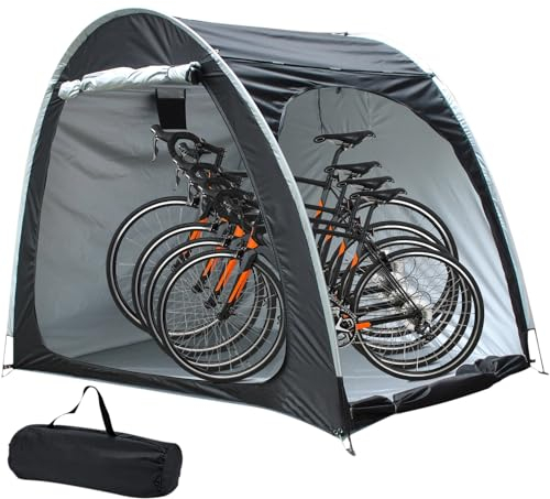 Fahrradzelt für 4 Fahrräder 210x150x165cm Tragbare Fahrradschuppen mit 210D Oxford-Gewebe Fahrradzelt Wasserdichtes Fahrrad Garage Outdoor für Fahrradunterstand im Freien