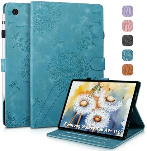 Rostsant Custodia Tablet Samsung A9 Plus, Cover Nuova in pelle PU Ripiegabile da Custodia in pelle con Stampa Dente di Leone per Cover Galaxy Tab A9+ (SM-X210/X216/X218) 11 pollici Blu