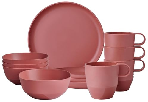 Mepal Silueta Frühstücks-Set 12-teilig | Outdoor-Geschirr | Vivid Mauve | Speiseteller (26 cm) und Suppenteller (21 cm) für 4 Personen | Spülmaschinen- und mikrowellenfest | Kunststoff (PET)