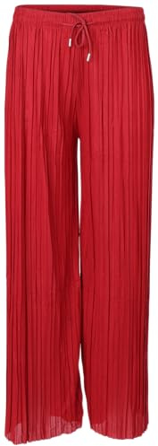 malito more than fashion Pantaloni da donna plissettati, morbidi e fluenti, in chiffon, lunghi estivi, alla moda, 883, bordeaux, S-M