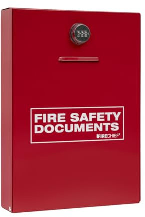 Firechief Slimline Red Metal Document Cabinet with Combination Lock for A4 and A5 Documents - Fire Safety Document Holder - Perfect for Offices, Public Buildings, and Commercial Premises - DHS3 Model