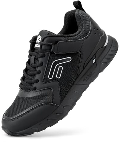 FitVille Men's Extra Wide Walking Shoes, Diabetic-Friendly Sneakers with Arch Support, Cushioning Insoles for Plantar Fasciitis & Heel Pain Relief, Easy Slip-On Design Jet Black