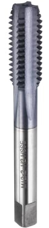 sourcing map M12 x 2 metrisches Gewindebohrer, 6542, Kobalt-Schnellarbeitsstahl, TiCN-beschichteter Stecker, rechts, 4 gerade Rillen, Gewindebohrer, Handgewindebohrer