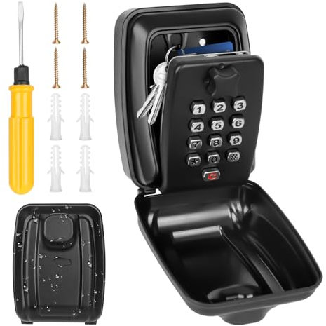 LURICO Cassaforte per Chiavi, Cassetta Sicurezza Chiavi con Codice di Reset 12 Cifre, Impermeabile Cassetta Portachiavi con Combinazione per Casa Garage Fabbrica