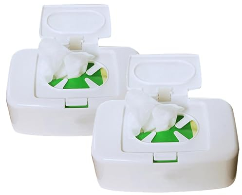 2 Pack Wet Wipes Dispenser Box, Wipes Container Holder, Napkin Storage Holder Container Box, Dustproof Toilet Tissue Paper Box with Lid, Baby Wipes Dispenser for for Bathroom, Kitchen, Office, Travel