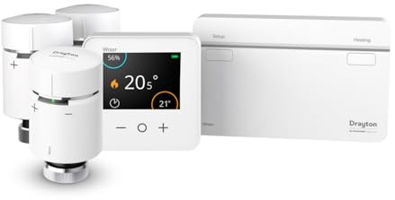 Drayton Wiser Smart Thermostat Kit with 3 TRVs - Complete Heating Control Anywhere for Combi Boiler - DIY Install, White
