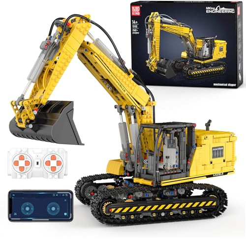 Mould King Technik Bagger Bausatz,13112 High-Tech Excavator Modell mit Klemmbausteine,LKW-Modell Raupenbagger für Jugendliche ab 14 Jahren(2169 Teile)