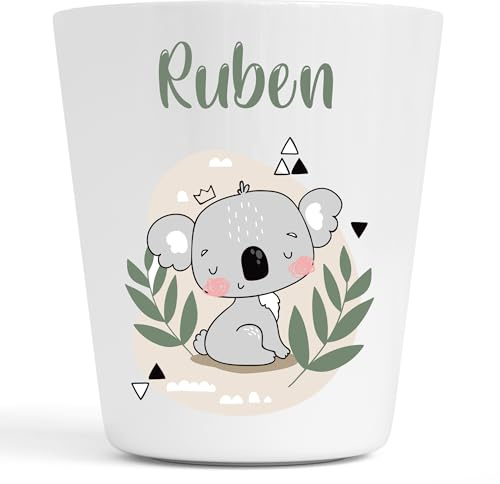 Générique Gobelet en Plastique pour Enfants | Gobelet Personnalisé avec Nom |Verre Plastique Incassable Personnalisé (Motif 8 Paresseux) (Koala Ruben)