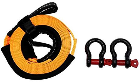 Synthetisches Windenseil-Set, 5m 5TONS Heavy Duty Auto Road Recovery Tow Strap Abschleppseile mit 2 Abschlepphaken Autozubehör Styling Auto Abschleppseile für Geländewagen, LKW, SUV, ATV, UTV(A)