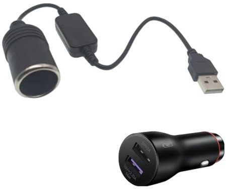 Conector USB para Encendedor de Coche, Adaptador de mechero de Coche, convertidor de mechero de Coche, Enchufe convertidor de 5 V 12 V, Enchufe con Cable, Adaptador para Encendedor de Coche