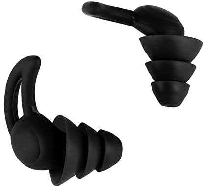 BAZEITFLOW Noise Cancelling Reusable Silicone Ear Plugs 3-Layer Black Protection and Storage Case, Washable Anti-Noise Earplugs for Sleeping, Studying, and Dormitory Use