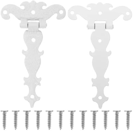 2pcs Heavy Duty Gate Bifold Door Hinges Shed Hinge Heavy Duty Wooden Fence Gate Hinge Retro Outdoor Barn Doors Bifold Door(White)