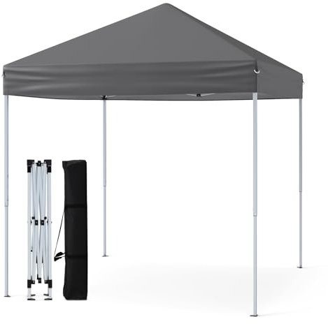 COSTWAY Pavillon 2x2m, Pop-up Faltpavillon, wasserdicht, stabil, Winterfest, UV-Schutz 50+, Faltzelt, inkl. 8 Bodennägel, 4 Windseilen & 1 Tragetasche, Gartenpavillon für Terrasse, Garten (Grau)