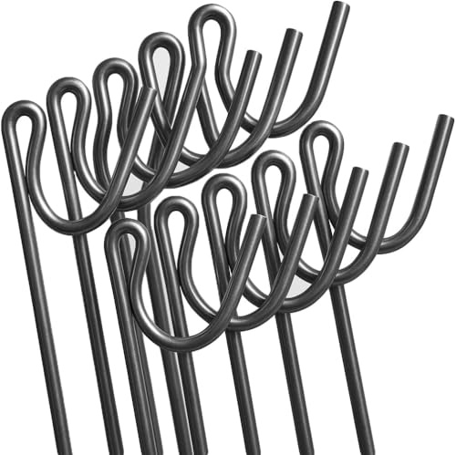 Homatz Fencing Pins 1.25m Long / 10mm Thick Steel Fence Pins, Garden Metal Fence Stakes – Non Galvanised Road Pins for Garden & Outdoor Fence Mesh (10)