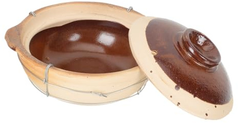 ULTECHNOVO Cazuela de Barro con Asa para Estofados Olla de Cocina Tradicional para Guisos Caseros Olla de Terracota con Ventilación de Vapor Diseño sin Juntas para Preparar Comidas