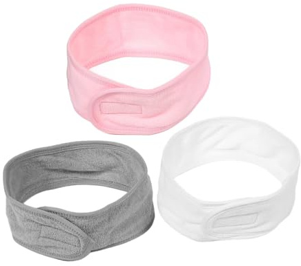 Hemobllo Lot de 3 Bandeaux de Spa Double Couche Ajustables 3 Couleurs Doux et Respirants Femmes Post-partum Sport Yoga Soins du Visage