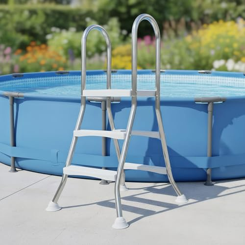 AIBOTY Escalones de Escalera para Piscina Escalera de 2peldaños para Piscinas elevadas diseño sólido en Forma de A de 85cm con Acero Inoxidable Reforzado escaleras de Piscina de Alta Resistencia,85cm