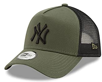 New Era New York Yankees MLB League Essential Olive Black A-Frame Adjustable Trucker Cap - One-Size